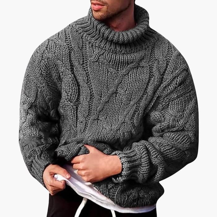 Men's Cable Knit Turtleneck Sweater Pullover Style