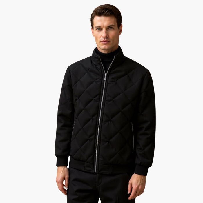 Men's Jacket with Zipper and Quilted Surface