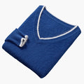 Men Sweater with V Neck and Contrast Trim