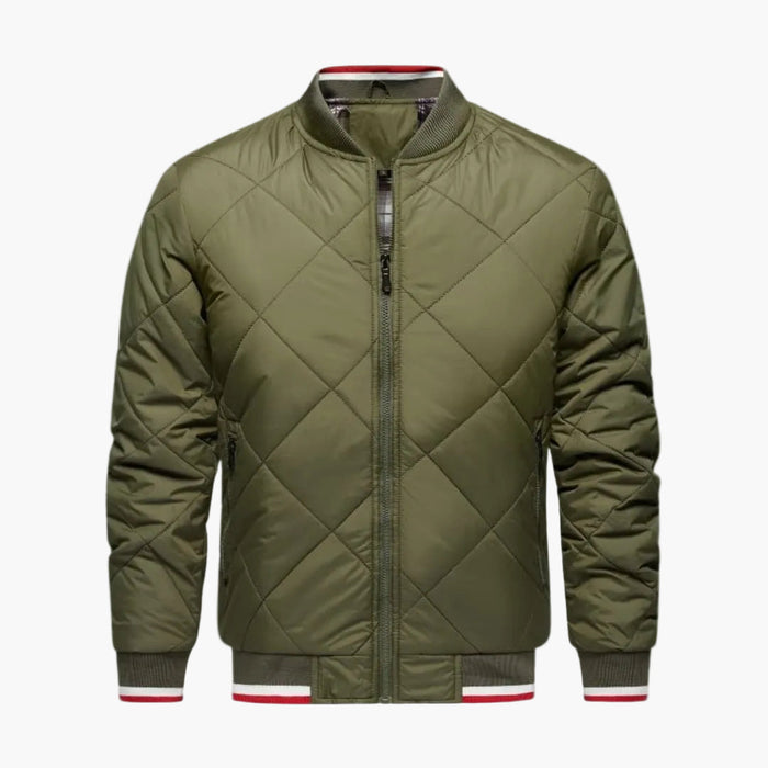 Men’s Bomber Jacket with Diamond Quilted Pattern and Zipper