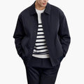 Men’s Bomber Jacket with Pointed Collar-Front Zip