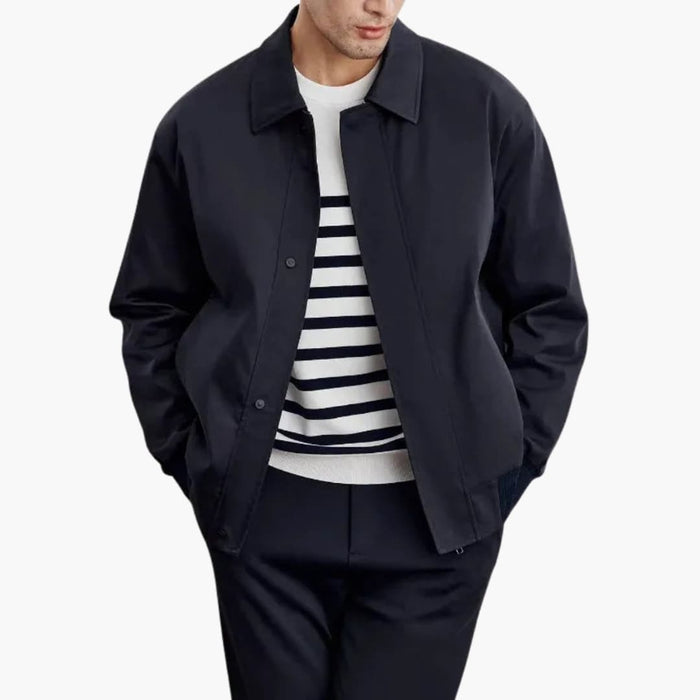 Men’s Bomber Jacket with Pointed Collar-Front Zip