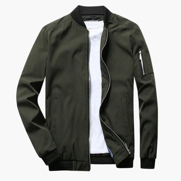 Men's Bomber Jacket with Ribbed Accents and Practical Pockets