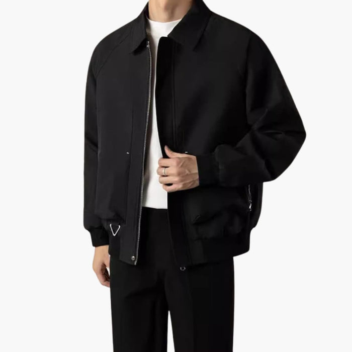Men’s Bomber Jacket with Zip Front and Elastic Hem