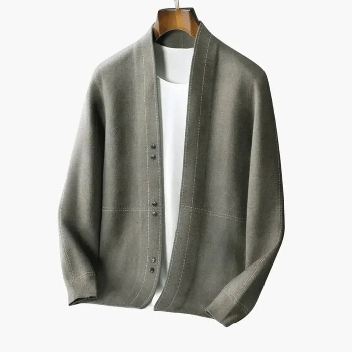 Men's Open Front Cardigan with Structured Stitch Detailing
