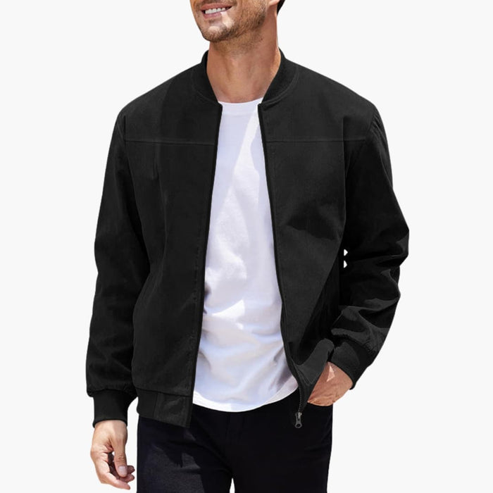 Men’s Hip-Length Bomber Jacket with Elastic Cuffs
