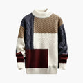 Men’s Sweater with Patchwork Knit and Textured Panels