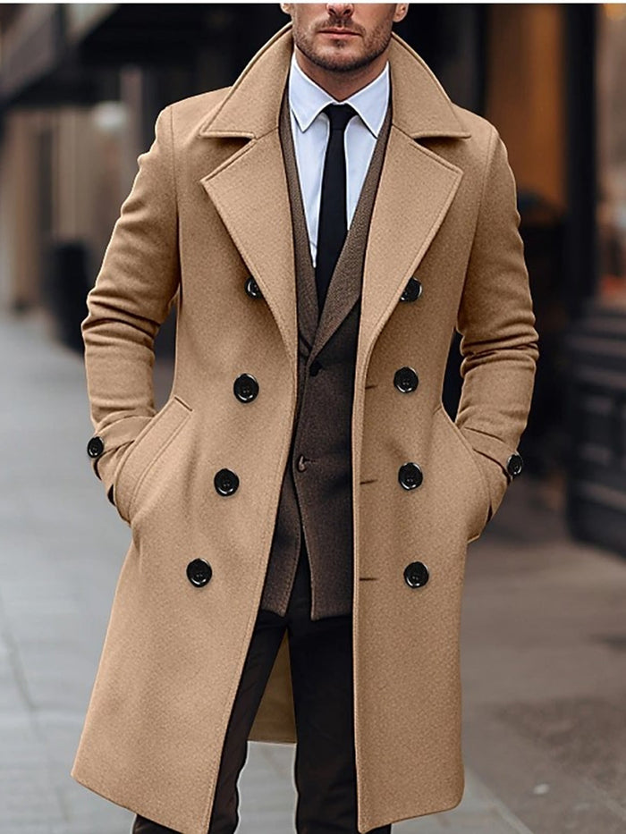 Men's Double-Breasted Trench Coat Notched Lapel