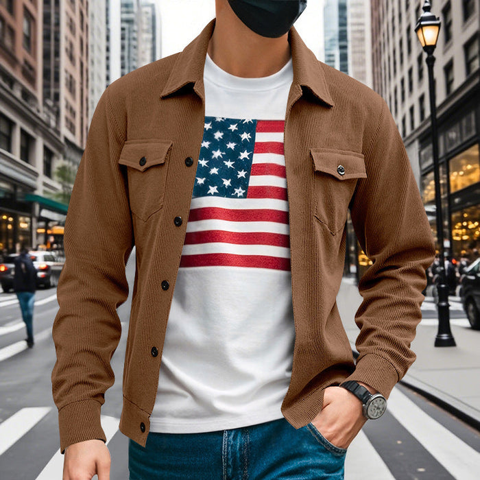 Men's Corduroy Shirt Jacket with Chest Pockets