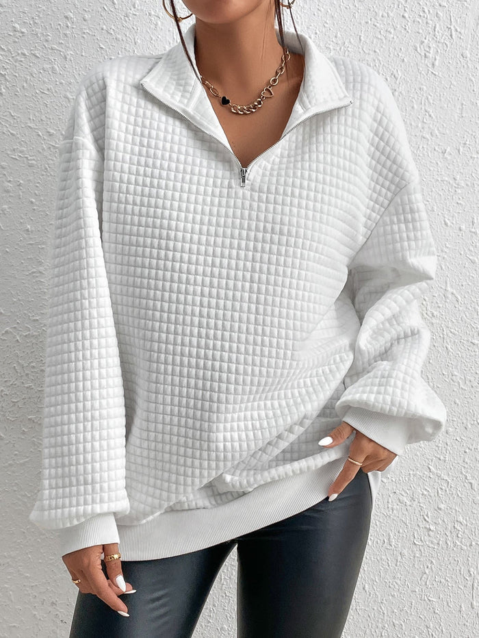 Women's Quilted Half-Zip Pullover with High Collar
