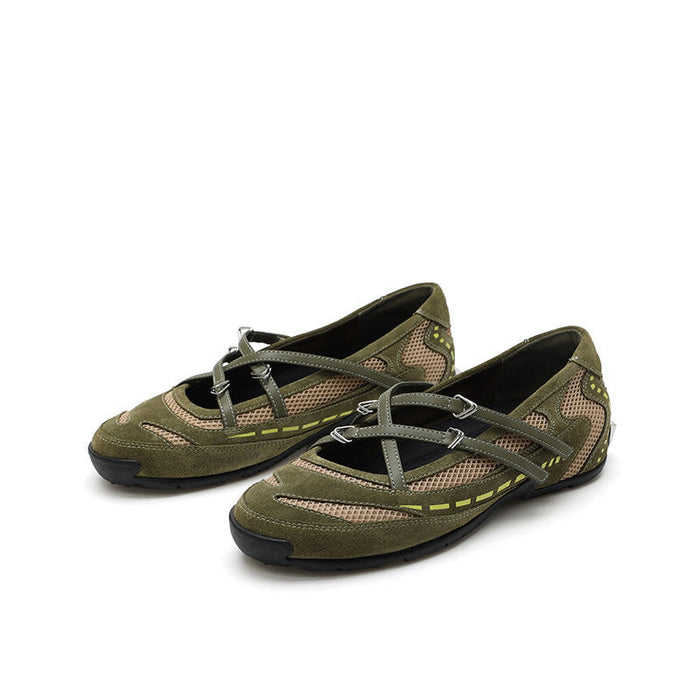 Women's Sport Slip-On Mesh Flats with Adjustable Laces