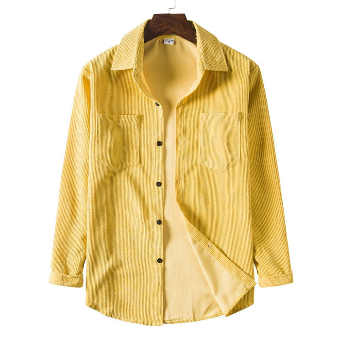 Men's Corduroy Shirt Button-Front with Chest Pockets