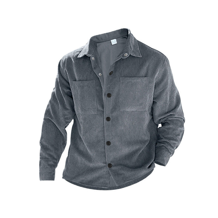 Men's Corduroy Shirt Jacket Button-Front Long Sleeve