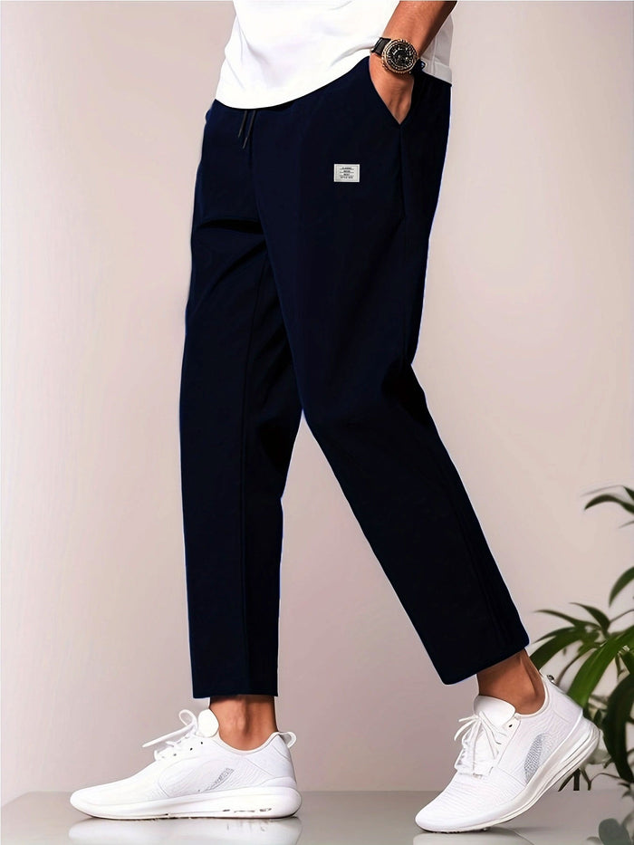 Men's Tapered Chino Pants with Drawstring Waist