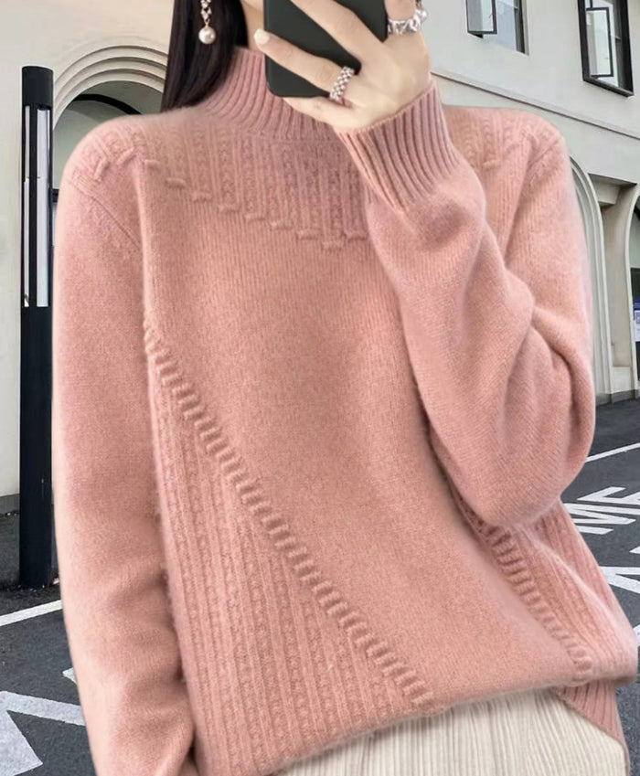 Women's Ribbed Mock Neck Pullover with Drop Shoulder