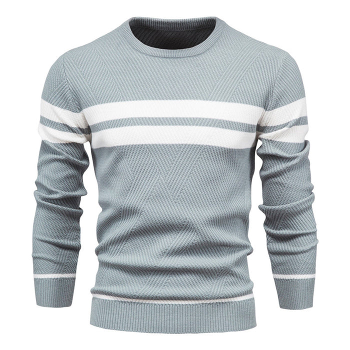 Men's Striped Crew Neck Sweater Long Sleeve Knit