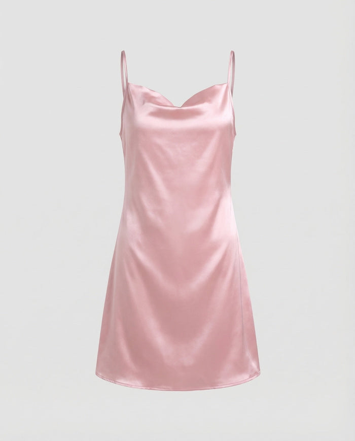 Women's Cowl Neck Slip Dress with Bias Cut