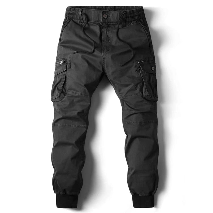 Men's Cargo Pants with Multiple Pockets and Elastic Cuffs