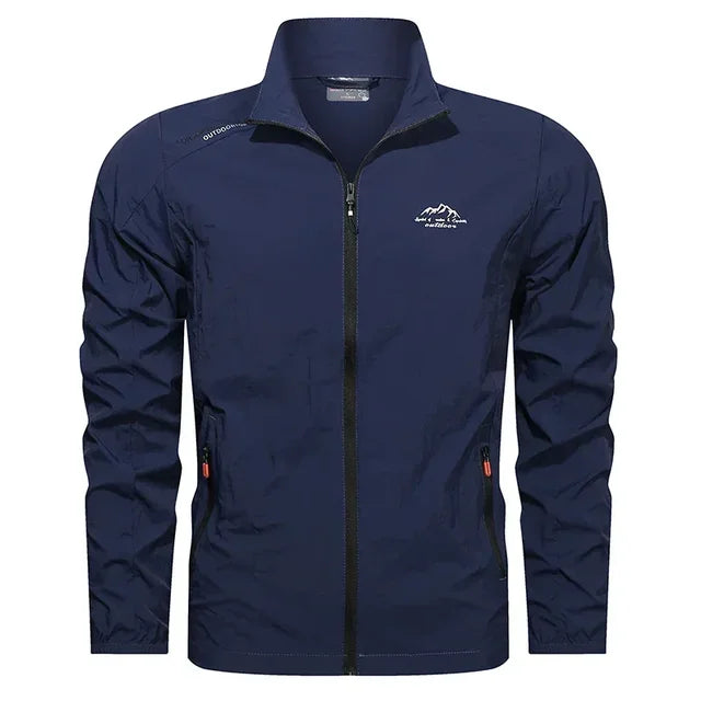 Men's Lightweight Windbreaker Jacket Full-Zip Stand Collar