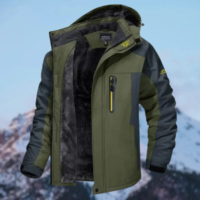 Men's Hooded Winter Jacket with Fleece Lining