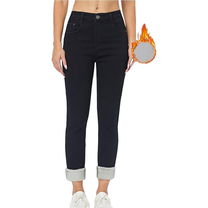 Women's Fleece-Lined Thermal Jeans High-Waisted Skinny