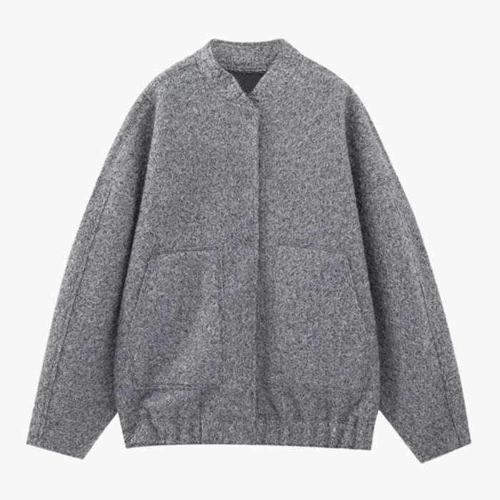 Women's Bomber Jacket - Hidden Button Closure with Stylish Design