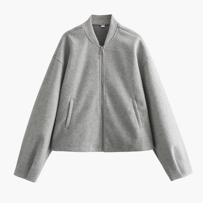 Women’s Bomber Jacket with Zip Closure and Pockets