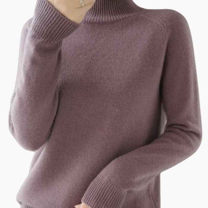 Women’s Cropped Turtleneck Sweater with Ribbed Trim