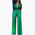 Women’s Glossy Finish Jumpsuit with Straight Legs