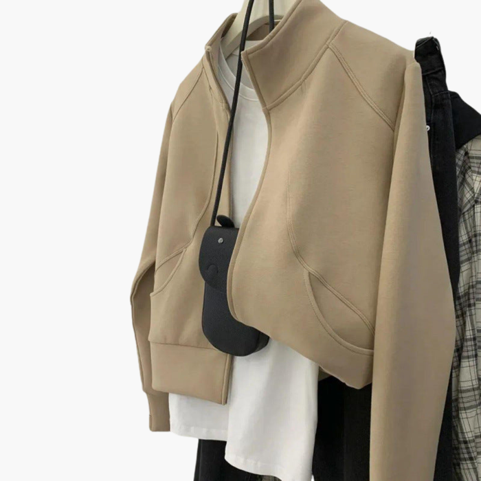 Women’s Bomber Jacket with Pockets and Zipper Closure
