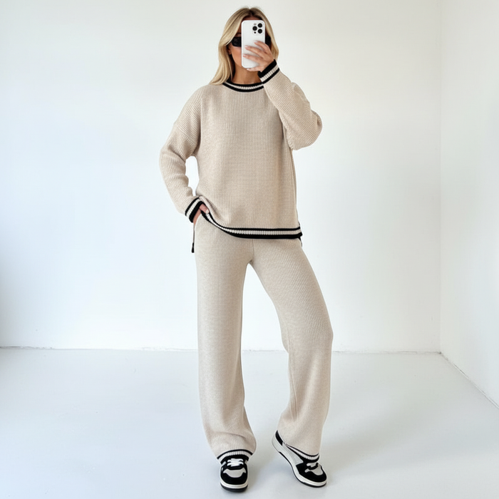 Women's Oversized Sweater Lounge Set with Wide-Leg Pants