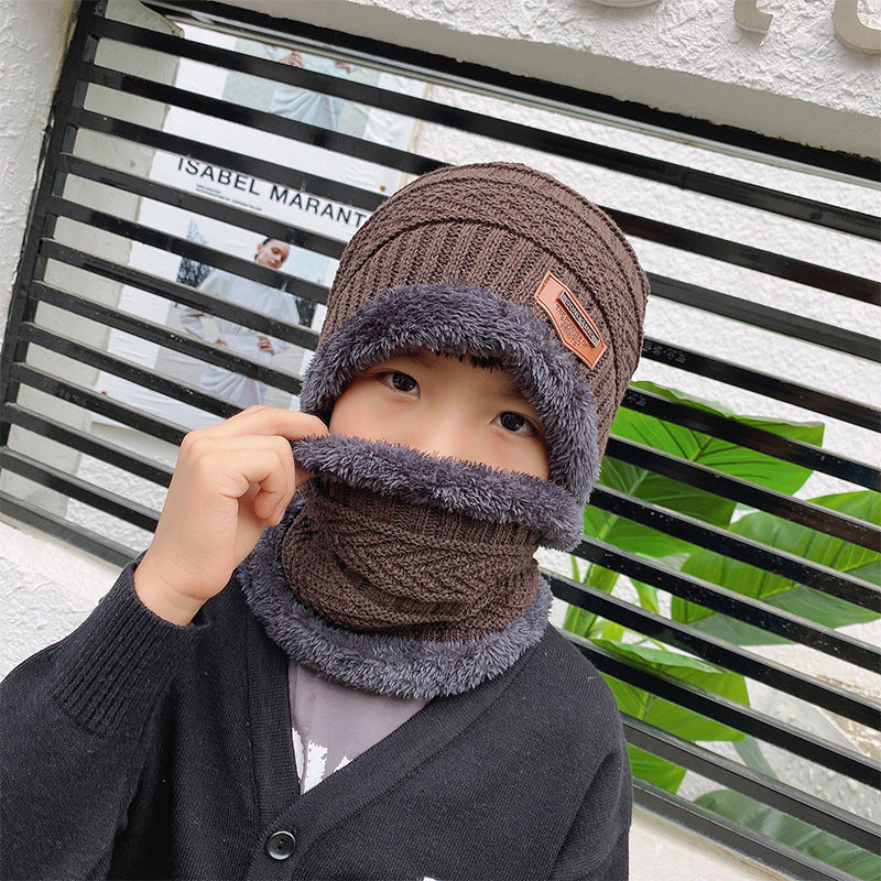 Knit beanie and neck warmer set