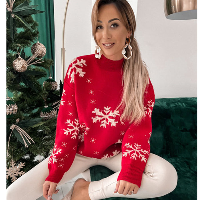 Kinsley | Fuzzy Snowflake Knit Christmas Sweater