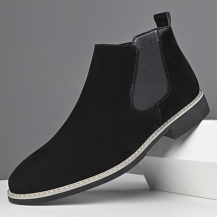 Men's Chelsea Boots Elastic Side Pull-On with Low Heel