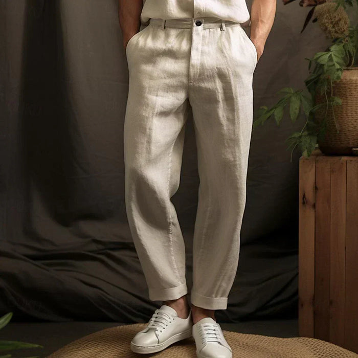 Men's Regular-Fit Straight-Leg Trousers with Belt Loops