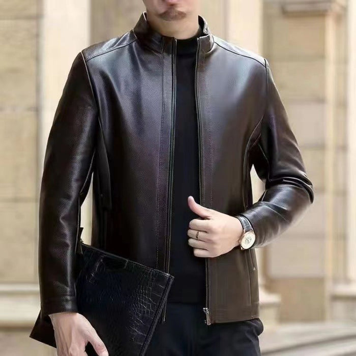 Mason | Men's Faux Leather Jacket with Stand Collar or Lapel