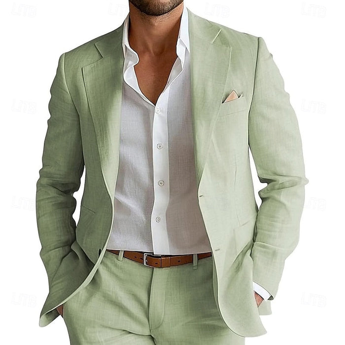 Men's Notched Lapel Two-Piece Suit Jacket and Trousers