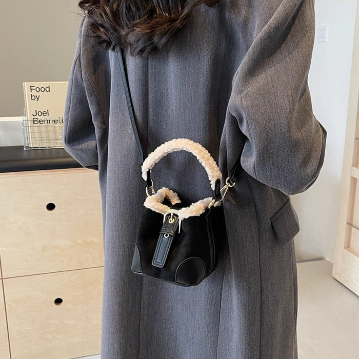 Brooke | Small Plush-Trim Bucket Crossbody Bag