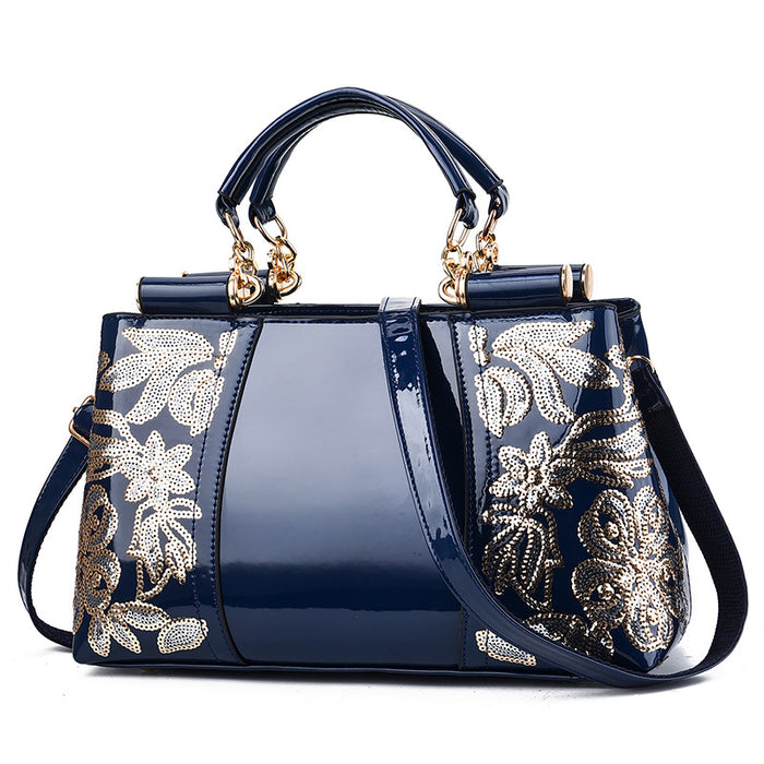 Brooke | Sequin Embroidered Patent Handbag for Parties
