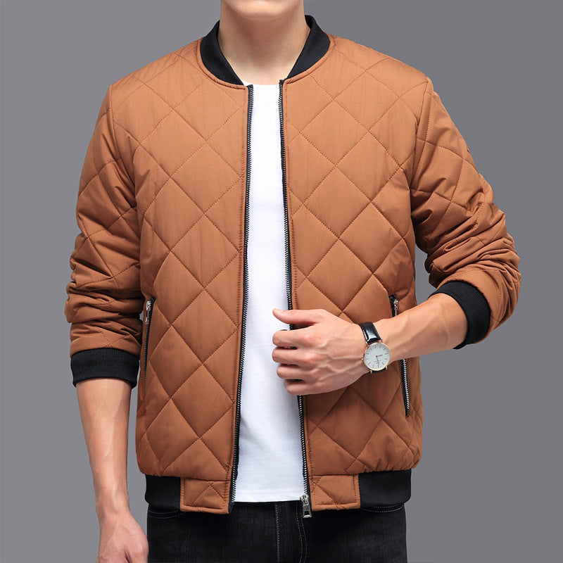 Men's diamond quilted bomber jacket