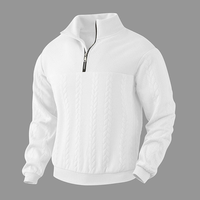 Tommy | Men's Quarter Zip Jacquard Sweater with Stand Collar