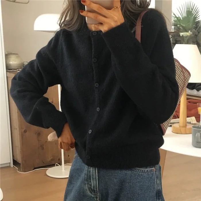 Women's Button-Front Cardigan with Soft Relaxed Fit