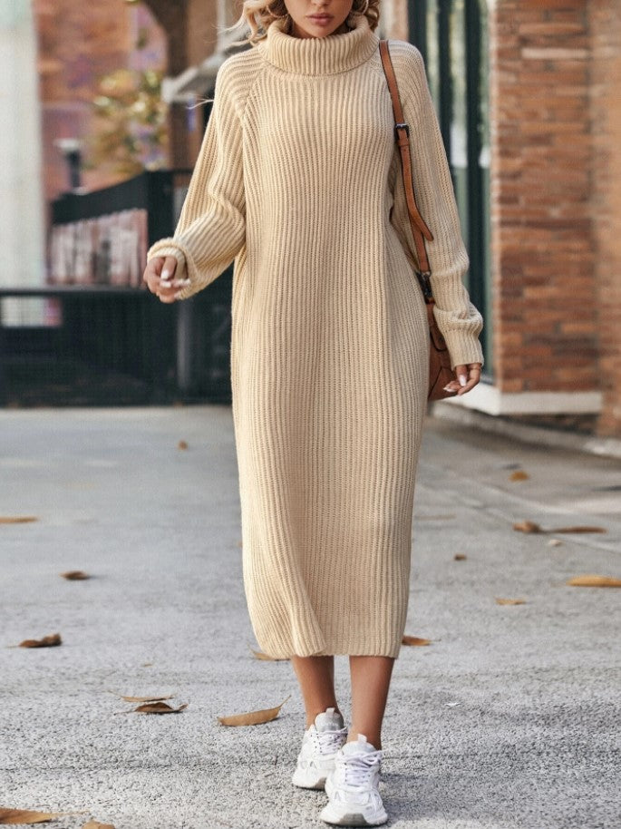 Harper | Turtleneck Ribbed Knit Maxi Sweater Dress