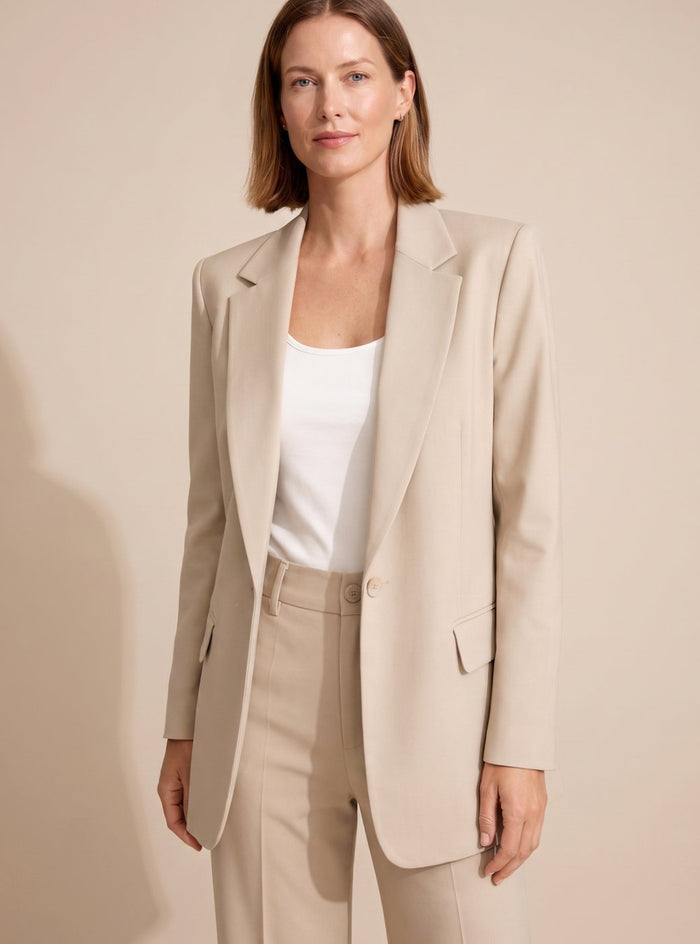 Women's Tailored Blazer Suit Set with Flared Pants