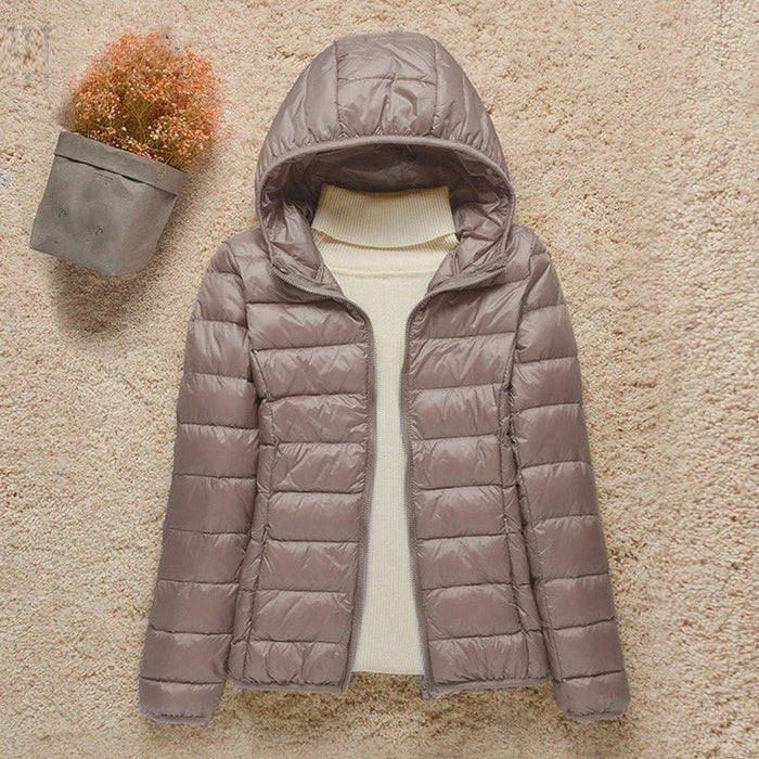 Women's Hooded Quilted Puffer Jacket Lightweight Zip