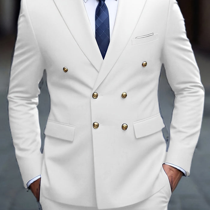 Men's Double-Breasted Two-Piece Suit with Peak Lapel