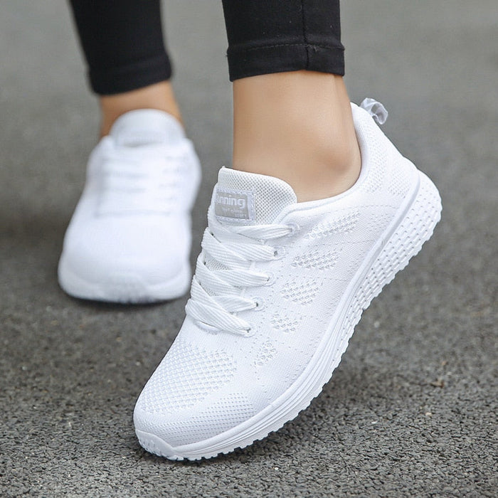 Women's Mesh Lace-Up Sneakers with Cushioned Sole