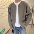 Men's chunky knit zip cardigan with pockets