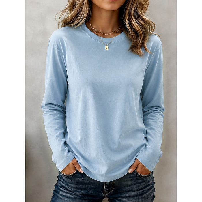 Women's Long Sleeve Crew Neck Top Relaxed Fit