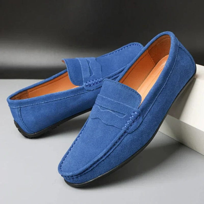 Men's Suede Penny Loafers with Contrast Lining